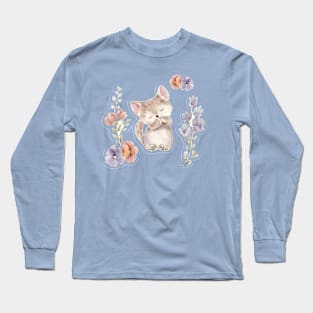 Kitten and flowers Long Sleeve T-Shirt